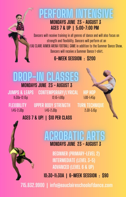 Summer Eau Claire School of Dance Tap, Jazz, Ballet, Hip Hop